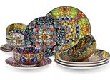 Servizio Dynastic – Bohemian – 4 Persone – 12 Pezzi – Ceramica – Piatti Piani E Piatti Da Portata