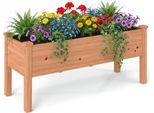 Costway Aiuola Rialzata In Legno, Aiuola Per Bambini, 120X43,5X51 Cm, Vasca Resistente Fino A 100 Kg, Fioriera Con Fori Di Drenaggio, Aiuola Per Erbe Aromatiche, Arancione
