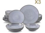 Magnifico Servizio Di Piatti Da Colazione – 12 Persone – Ceramica – Grigio – Piatti Piani E Piatti Da Colazione – Servizi Da Tavola