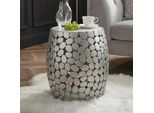 Wohnling Tavolino Rotondo Da 40 Cm In Alluminio Argento E Piano In Marmo Bianco – Tavolino Da Salotto In Alluminio – Tavolino Da Salotto In Metallo Tavolino Decorativo Fatto A Mano