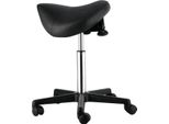 Sgabello A Sella Con Rotelle – Sgabello Ergonomico A Sella – Regolabile In Altezza – Finto Cuoio – Nero