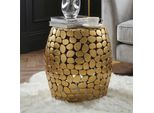 Finebuy Tavolino Rotondo 40 Cm In Alluminio Dorato – Tavolino Da Salotto In Alluminio – Tavolino Da Salotto Piccolo In Metallo – Tavolino Decorativo Da Salotto Fatto A Mano