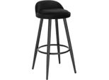 Sgabello Da Bar In Velluto Nero – Sgabello Da Bar Ergonomico Con Schienale Piccolo – Altezza Seduta Circa 69 Cm – Struttura In Metallo – Poggiapiedi – Portata Massima 130 Kg