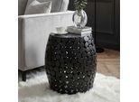 Wohnling Tavolino Rotondo Da 40 Cm In Alluminio Nero E Piano In Marmo – Tavolino Da Salotto In Alluminio – Tavolino Da Salotto In Metallo – Tavolino Decorativo Fatto A Mano