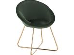 Sedia Happyment Ziva In Velluto – Verde – Sedie Da Pranzo Con Braccioli – Gambe In Metallo – 1 Pezzo – Altezza Seduta 44 Cm – Deluxe