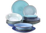 Servizio Di Piatti Castella – 18 Pezzi – 6 Persone – Blu – Piatti Piani, Piatti Fondi E Piatti Da Colazione