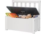 Panca Per Bambini Happyment Dita – Panca Con Contenitore – Cassetta Dei Giocattoli – Panca Per Bambini In Legno – Bianco/Grigio