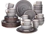 Servizio Di Piatti Morencia – 32 Pezzi – 8 Persone – Blu/Nero – Piatti Piani, Piatti Da Colazione E Piatti Fondi