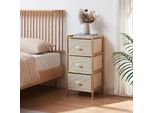 Comò "Maldon"" Con 3 Cassetti In Tessuto 79 X 37 X 35 Cm Cassettiera Struttura In Bambù Naturale/Beige"