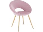 Sedia Happyment Luxe In Velluto – Rosa – Sedie Da Pranzo Con Braccioli – Sedia Da Riunione – Gambe In Metallo Dorato – 1 Pezzo – Altezza Seduta 47 Cm