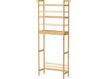 Scaffale Da Bagno In Bambù – Contenitore Sopra Il Wc – 3 Ripiani – Ganci – Mobile Da Bagno Indipendente – 63X26X170 Cm