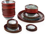 Servizio Di Piatti Belviano – 33 Pezzi – 8 Persone – Rosso Lava – Piatti Piani, Piatti Fondi E Piatti Da Colazione