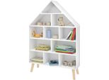 Scaffale Per Libri Per Bambini Bolt Edge – Scaffale Per Libri A Forma Di Casa – Scaffale Per Giocattoli – Camera Dei Bambini – Bianco – Legno Mdf