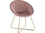 Sedie Da Sala Da Pranzo – Velluto Rosa – Gambe In Metallo – Deluxe – Altezza Seduta 44 Cm – 1 Pezzo