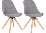 Sedia Per Ospiti Happyment Nuni – Grigio – Sedie Da Pranzo – Rivestimento In Tessuto – Gambe In Legno – Set Da 2 – Altezza Seduta 46 Cm – Deluxe