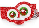 Set Di Servizi Imperial – Design Natalizio – 8 Persone – 24 Pezzi – Ceramica – Piatti Piani E Piatti Da Colazione