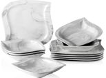 Servizio Da Tavola Happyment 12 Pezzi – Per 6 Persone – Porcellana – Effetto Marmo – Servizio Da Tavola Con Piatti Piani E Piatti Fondi