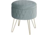 Happyment Deluxe Pouf Contenitore – Pouf Con Spazio Di Archiviazione – Turchese – Velluto – Contenitore Con Coperchio – 31,5X31,5X36 Cm