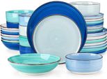 Servizio Di Piatti Montario – 32 Pezzi – 8 Persone – Rainbow Blue – Piatti Piani, Piatti Fondi E Piatti Da Colazione