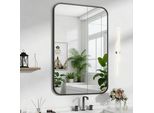 Specchio Da Bagno 30'' X 40'' Con Cornice In Alluminio Per Montaggio A Parete, Grande Specchio Rettangolare Arrotondato, Può Essere Appeso In Orizzontale O In Verticale, Nero, 100 Cm, 75 Cm