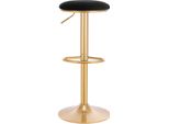 Sgabello Da Bar – Nero/Oro – Velluto – Regolabile In Altezza – Senza Schienale – 38×(61–82 Cm)