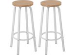 Sgabelli Da Bar – Set Da 2 – Senza Schienale – Bianco/Marrone – 30×30×72 Cm