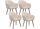 Set Di 4 Sedie Da Sala Da Pranzo In Velluto Color Crema – Sedia Con Schienale – Sedia Da Sala Da Pranzo – Sedia Da Soggiorno – Sedia Da Cucina – Comoda E Moderna