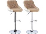 Sgabello Da Bar Happyment Portu – Set Da 2 – Beige – Sgabello Da Bar – Sedia Da Cucina – Sedia Da Bar Con Schienale – Pelle Finta – Regolabile In Altezza – Ergonomico