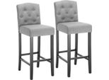 Set Di 2 Sgabelli Da Bar – Grigio Chiaro – Rivestimento In Tessuto – Ergonomici – Design Industriale – Con Schienale E Poggiapiedi