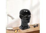 Testa Per Parrucche - Testa Manichino Da Esposizione - Altezza 50 Cm - Pvc - Per Parrucche/Cappelli/Occhiali - Negozio/Salone - Nero Lucido
