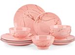 Servizio Di Piatti Castella – 12 Pezzi – 4 Persone – Rosa – Piatti Piani, Piatti Da Colazione E Piatti Fondi
