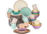 Servizio Da Tavola Regal – 12 Persone – 48 Pezzi – Ceramica – Piatti Piani E Piccoli Colorati