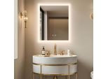 Specchio Da Bagno Wisfor Con Illuminazione Antiappannamento 40×50 Cm, Specchio Da Bagno A Led, Specchio Luminoso, Specchio Da Parete Con Interruttore Touch, Dimmerabile