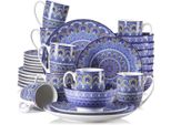 Servizio Di Piatti Marlito – 32 Pezzi – 8 Persone – Blu – Piatti Piani, Piatti Da Colazione E Piatti Fondi