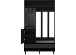 Set Guardaroba, Appendiabiti Da Parete, Set Guardaroba Da Ingresso Con Panca Porta Scarpe, Set Guardaroba Con 4 Ganci Appendiabiti, Due Cassetti E 1 Anta, 100 Lx35Px180A Cm