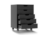 Armadio Portadocumenti Fch Con 5 Cassetti Chiudibili A Chiave, 4 Rotelle, Per L'ufficio Domestico, 48,3 Cm × 40,1 × 64,9 Cm, Nero