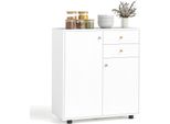 Costway Credenza, Sideboard Con 2 Cassetti, 2 Ante E 3 Ripiani, Dispensa, Comò Per Sala Da Pranzo, Soggiorno E Corridoio, Bianco