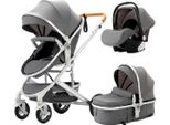 Passeggino Happyment 3 In 1 – Buggy, Passeggino Da Escursione E Passeggino Da Viaggio – Grigio – Pieghevole