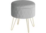 Lussuosi Pouf In Velluto – Grigio – Poggiapiedi Con Contenitore – Cassapanca – Pouf – Contenitore 2 In 1