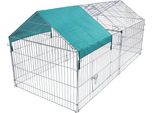 Happyment Luxe Recinto Per Animali Ziva Xl – Recinto Per Animali In Metallo – Recinto Per Polli, Recinto Per Cuccioli, Recinto Per Gatti, Ricovero Per Conigli E Piccoli Animali – Argento – 220×103×103 Cm