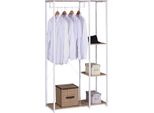Appendiabiti - Bianco - Appendiabiti Da Terra Con Ripiano Per Scarpe E Contenitore - Legno E Metallo