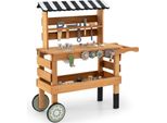 Costway Banco Da Lavoro Per Bambini, Banco Da Lavoro In Legno Con 42 Pezzi, Utensili E Accessori Realistici, Incl. Ruote E Maniglia, Set Di Utensili Per Bambini Dai 3 Anni In Su