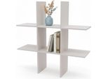 Scaffale Da Parete In Legno 55 X 55 Cm Sospeso Con 6 Ripiani - Naturale - Scaffale Sospeso Con Design A Cubo Con Rivestimento In Melamina