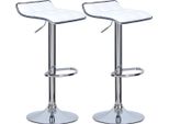 Sgabello Da Bar Happyment Jilo – Set Da 2 – Bianco – Sgabello Da Bar Regolabile In Altezza – Sedia Da Cucina – Con Schienale – Girevole A 360° – Ecopelle – Sedia Da Bar