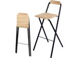 Sgabello Da Bar Pieghevole Con Struttura In Metallo Portata 120 Kg - 98 X 48 Cm - Metallo Sgabello Da Bancone Pieghevole Con Seduta In Legno