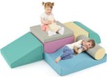 Costway 7 Pezzi. Blocchi Di Schiuma, Blocchi Morbidi, Blocchi Giganti Di Schiuma, Blocchi Grandi, Blocchi Da Costruzione Per Neonati E Bambini Piccoli, Blu