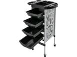 Carrello Da Salone - Carrello Da Parrucchiere - 5 Ripiani - 4 Cassetti - Acciaio Inossidabile - Rotelle Silenziose - Richiede Assemblaggio