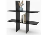 Scaffale Da Parete In Legno 55 X 55 Cm Sospeso Con 6 Ripiani - Nero - Scaffale Sospeso Con Design A Cubo Con Rivestimento In Melamina