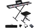 Costway Pianoforte Elettrico A 88 Tasti, Tastiera, Pianoforte Digitale Con Supporto E Sgabello, Tastiera Completa Con Tasti, Tasti Illuminati, Funzione Midi, Nero