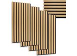 Pannelli Acustici Effetto Legno 60 X 30 Cm Come Assorbitori Acustici - Set Da 4 - Rivestimento Decorativo Fonoassorbente Per Pareti Per 0,72 M²